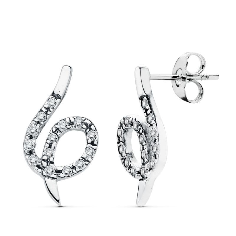 18K PENDIENTES ORO BLANCO CIRCONITAS 20X10 MM