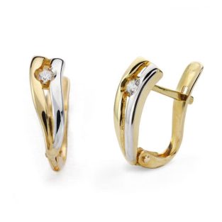 18K PENDIENTES ORO BICOLOR CIRCONITA 13X4 MM