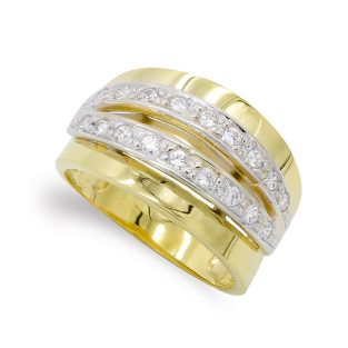 18K SORTIJA ORO BICOLOR CON CIRCONITAS