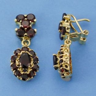 18K PENDIENTES ORO AMARILLO LARGOS GRANATES 26X10 MM