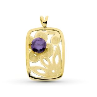 18K COLGANTE ORO AMARILLO AMATISTA 5 MM 23X14 MM