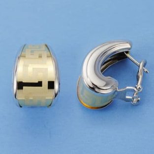 18K PENDIENTES ORO BICOLOR GRECA 20X12 MM