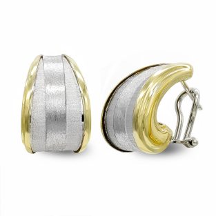 18K PENDIENTES ORO BICOLOR MATE Y BRILLO