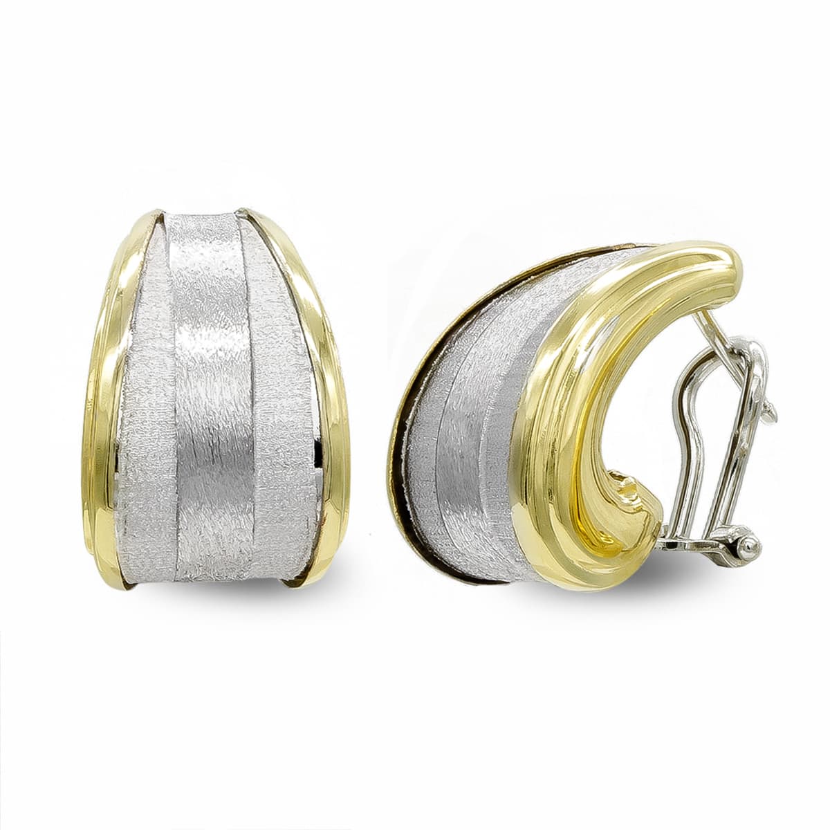 18K PENDIENTES ORO BICOLOR MATE Y BRILLO