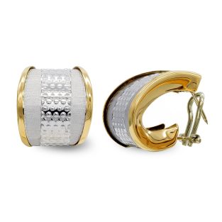 18K PENDIENTES ORO BICOLOR TIPO ARGOLLA MATE Y BRILLO
