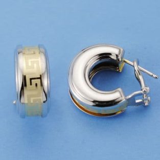 18K PENDIENTES BICOLOR GRECA 17X8 MM