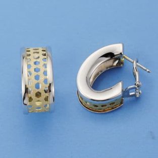 18K PENDIENTES BICOLOR CALADO 20X9 MM