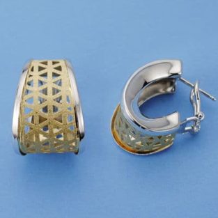 18K PENDIENTES BICOLOR CALADOS 20X15 MM