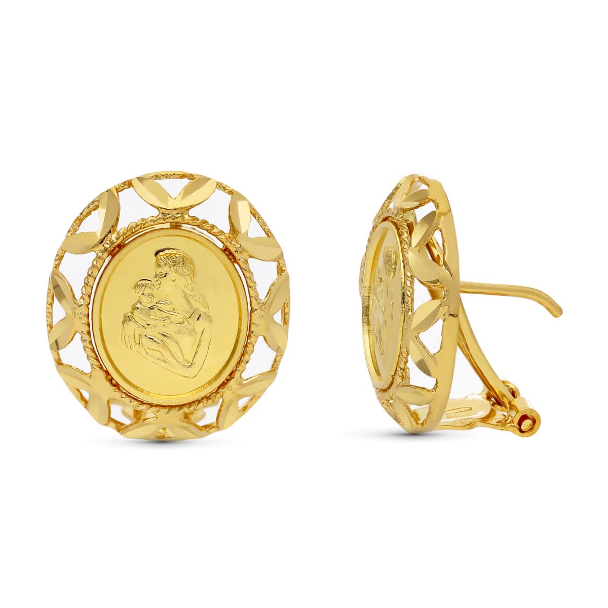 18K PENDIENTES ORO AMARILLO MONEDA OVAL. 17X15 MM