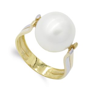 18K SORTIJA ORO BICOLOR PERLA 12 MM