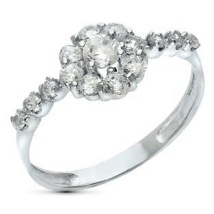 18K SORTIJA ORO BLANCO JUEGO NOVIA CUAJO CIRCONITAS