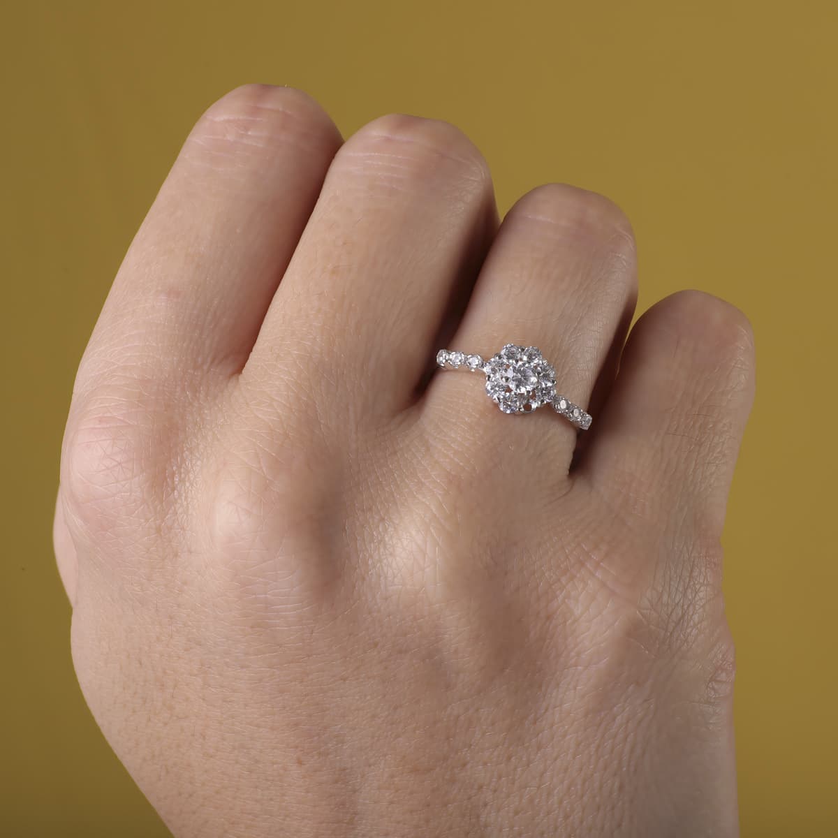 18K SORTIJA ORO BLANCO JUEGO NOVIA CUAJO CIRCONITAS - Imagen 3