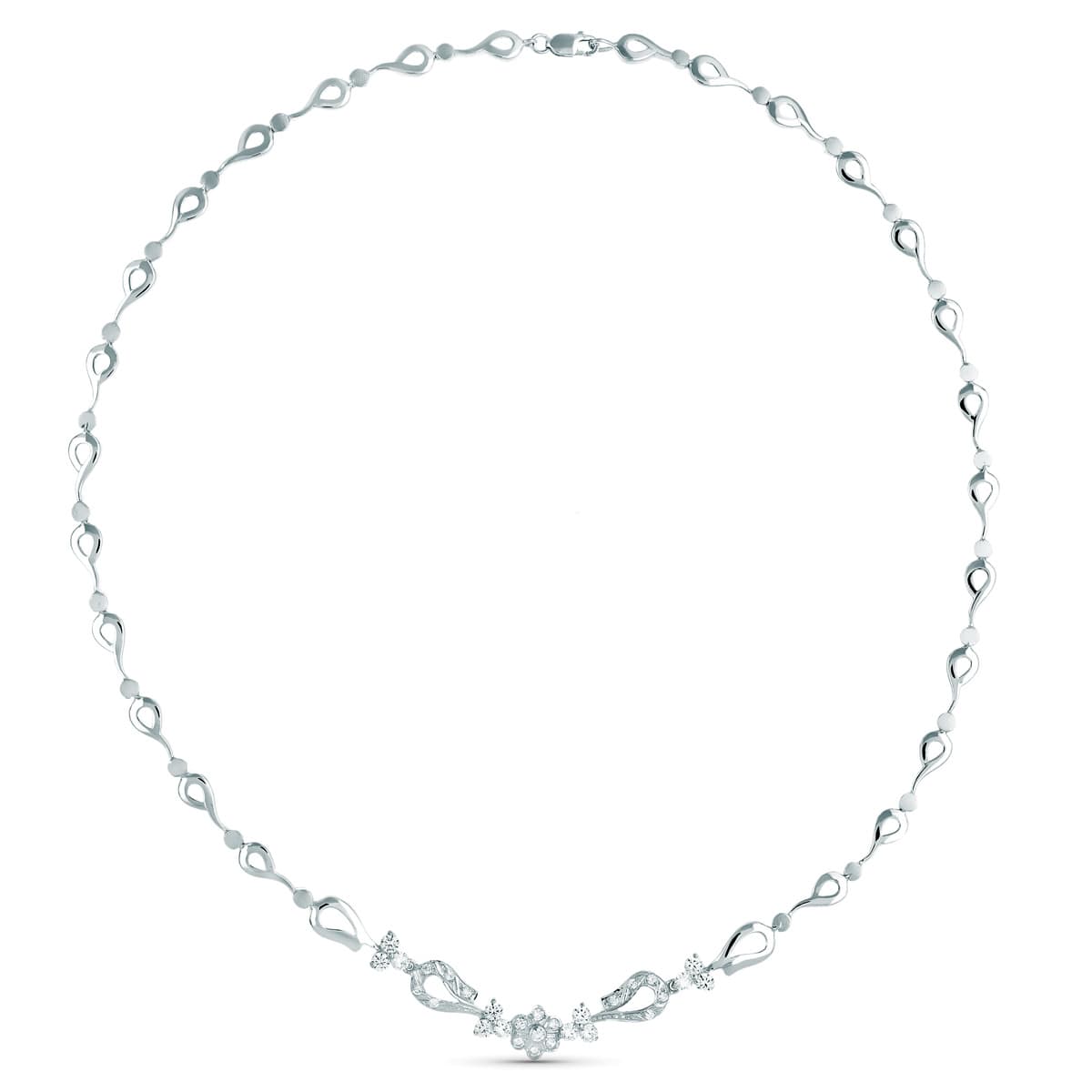 18K GARGANTILLA ORO BLANCO JUEGO NOVIA ARTICULADO 42 CM CIERRE MOSQUETON