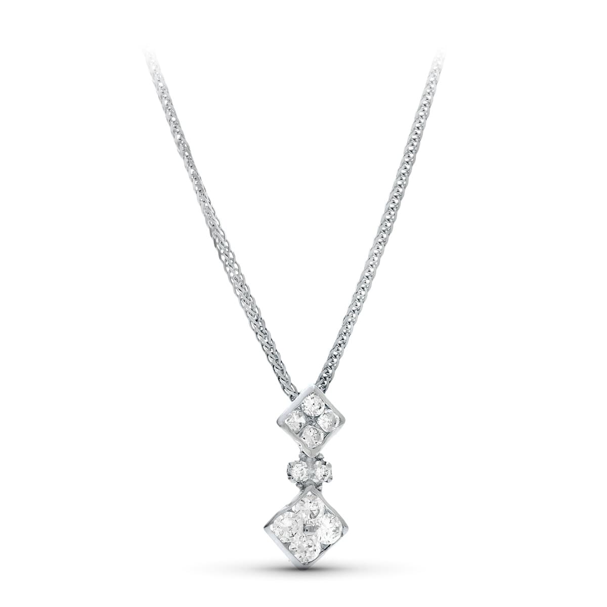 18K GARGANTILLA ORO BLANCO 45 CM JUEGO NOVIA MOTIVO ROMBO 16X7 MM