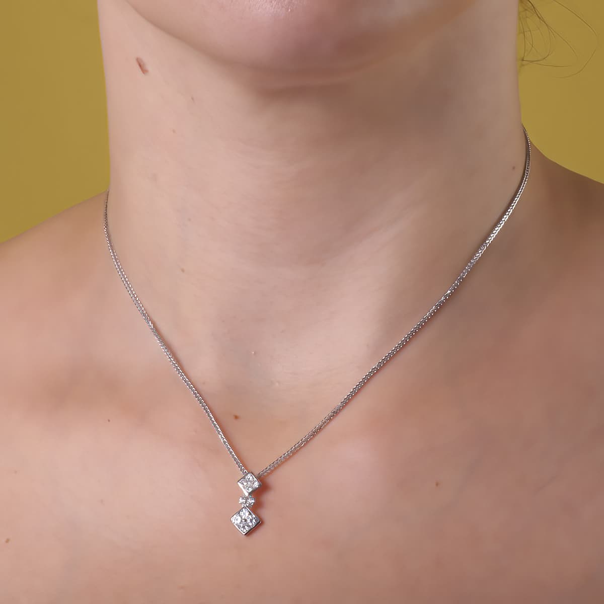 18K GARGANTILLA ORO BLANCO 45 CM JUEGO NOVIA MOTIVO ROMBO 16X7 MM - Imagen 2