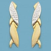 18K PENDIENTES BICOLOR TALLADOS.