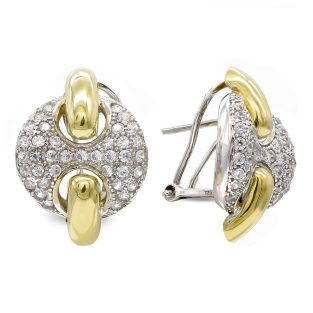 18K PENDIENTES ORO BICOLOR CON CIRCONITAS
