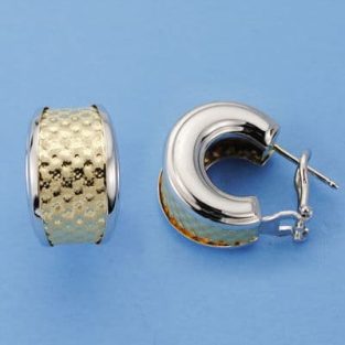 18K PENDIENTES BICOLOR OMEGA 18X11 MM
