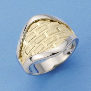 18K SORTIJA BICOLOR MATE Y BRILLO