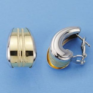 18K PENDIENTES BICOLOR OMEGA 20X12 MM