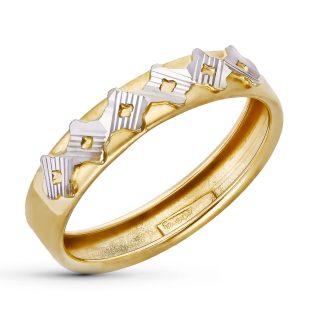 18K SORTIJA ORO BICOLOR TALLADA ANCHO 4 MM