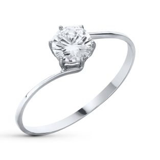 18K SORTIJA SOLITARIO GARRA ORO BLANCO CIRCONITA 5 MM