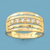 18K SORTIJA ORO AMARILLO CIRCONITAS MATE Y BRILLO