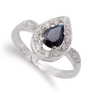 18K SORTIJA ORO BLANCO PIEDRA FINA Y CIRCONITAS