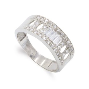 18K SORTIJA ORO BLANCO BARRITAS Y CIRCONITAS