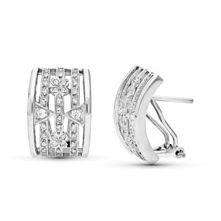 18K PENDIENTES ORO BLANCO CIRCONITAS 16X11 MM
