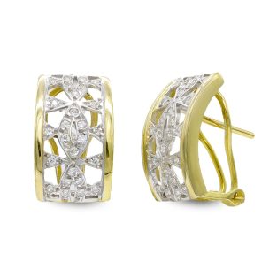 18K PENDIENTES ORO BICOLOR CON CIRCONITAS CIERRE OMEGA