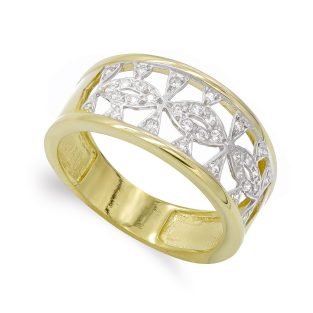 18K SORTIJA ORO BICOLOR CON CIRCONITAS