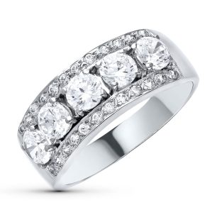 18K SORTIJA ORO BLANCO CIRCONITA ANCHO 7 MM