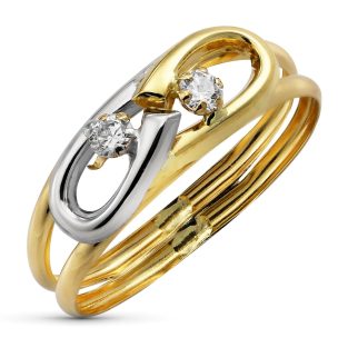 18K SORTIJA BICOLOR CIRCONITA 6 MM