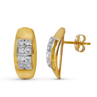 18K PENDIENTES CIRCONITAS RODIO. PRESION