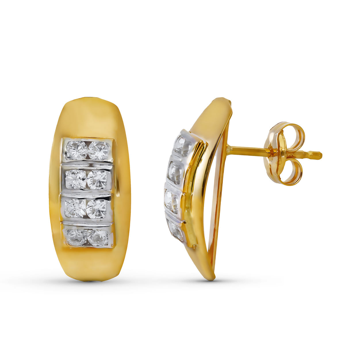 18K PENDIENTES CIRCONITAS RODIO. PRESION