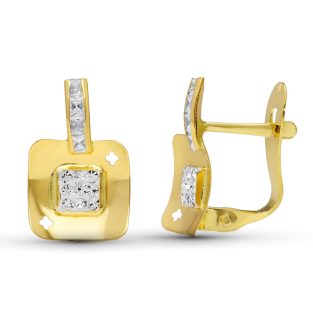 18K PENDIENTES BICOLOR CIRCONITAS 12X8 MM