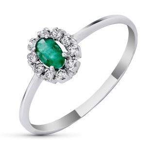 18K SORTIJA ORO BLANCO PIEDRA FINA OVAL.