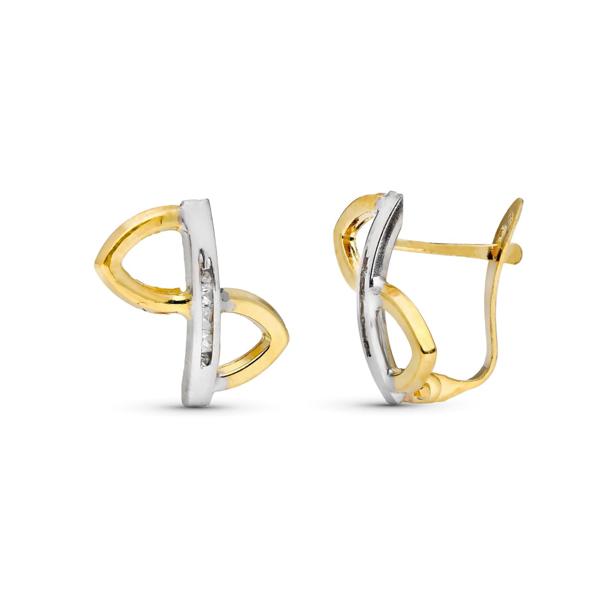 18K PENDIENTES BICOLOR CIRCONITA 14X11 MM