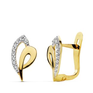 18K PENDIENTES BICOLOR CIRCONITAS 12X7 MM