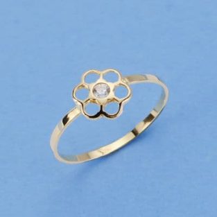 18K SORTIJA COMUNION FLOR CIRCONITA