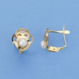18K PENDIENTES CALADOS PERLA 10X8 MM