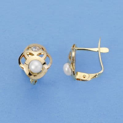 18K PENDIENTES CALADOS PERLA 10X8 MM