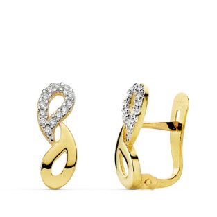 18K PENDIENTES CIRCONITAS BICOLOR 13X5 MM