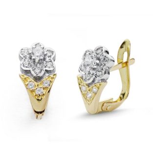 18K PENDIENTES COMUNION BICOLOR CIRCONITAS 12X6 MM