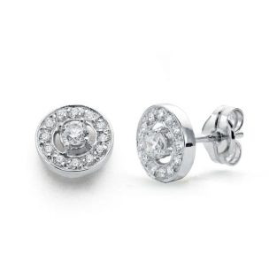 18K PENDIENTES ORO BLANCO CIRCONITAS 8 MM