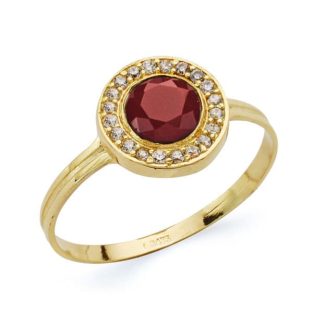 18K SORTIJA PIEDRA ROJA 5MM CIRCONITAS