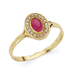 18K SORTIJA PIEDRA ROJA MOTIVO 9X7 MM