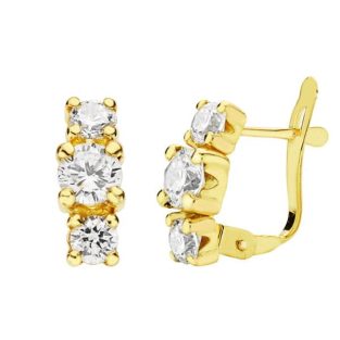 18K PENDIENTES TRES CIRCONITAS 11X4 MM