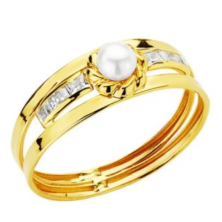 18K SORTIJA ORO AMARILLO CIRCONITAS Y PERLA 3 MM